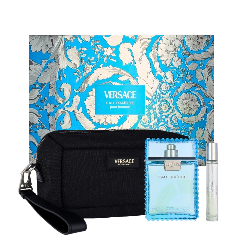 VERSACE EAU FRAICHE EDT 100ML+10ML+BLACK TROUSSE BAG GIFTSET