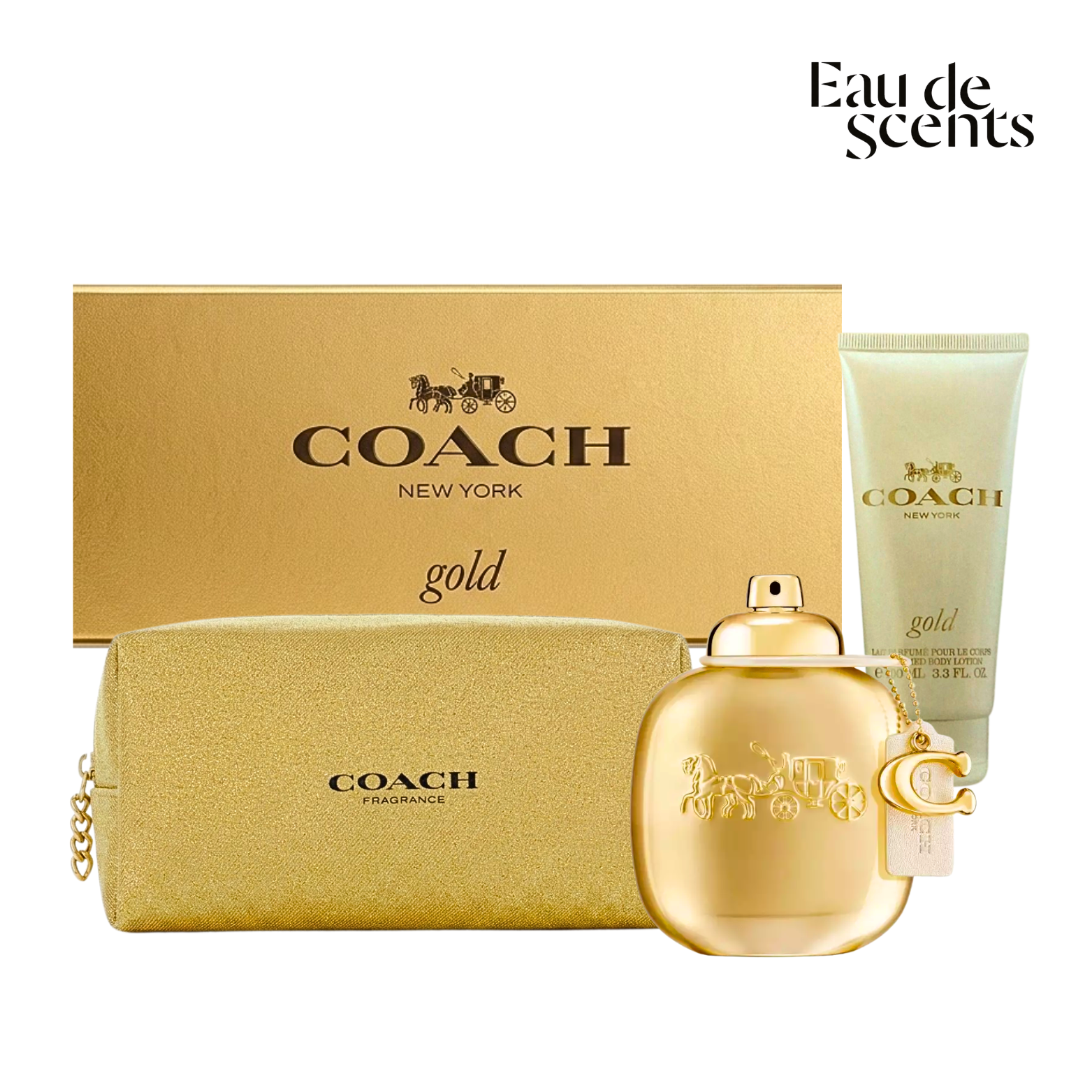 COACH GOLD PARFUM 90ML+PERFUME LOTION 100ML+TROUSSE BAG GIFTSET