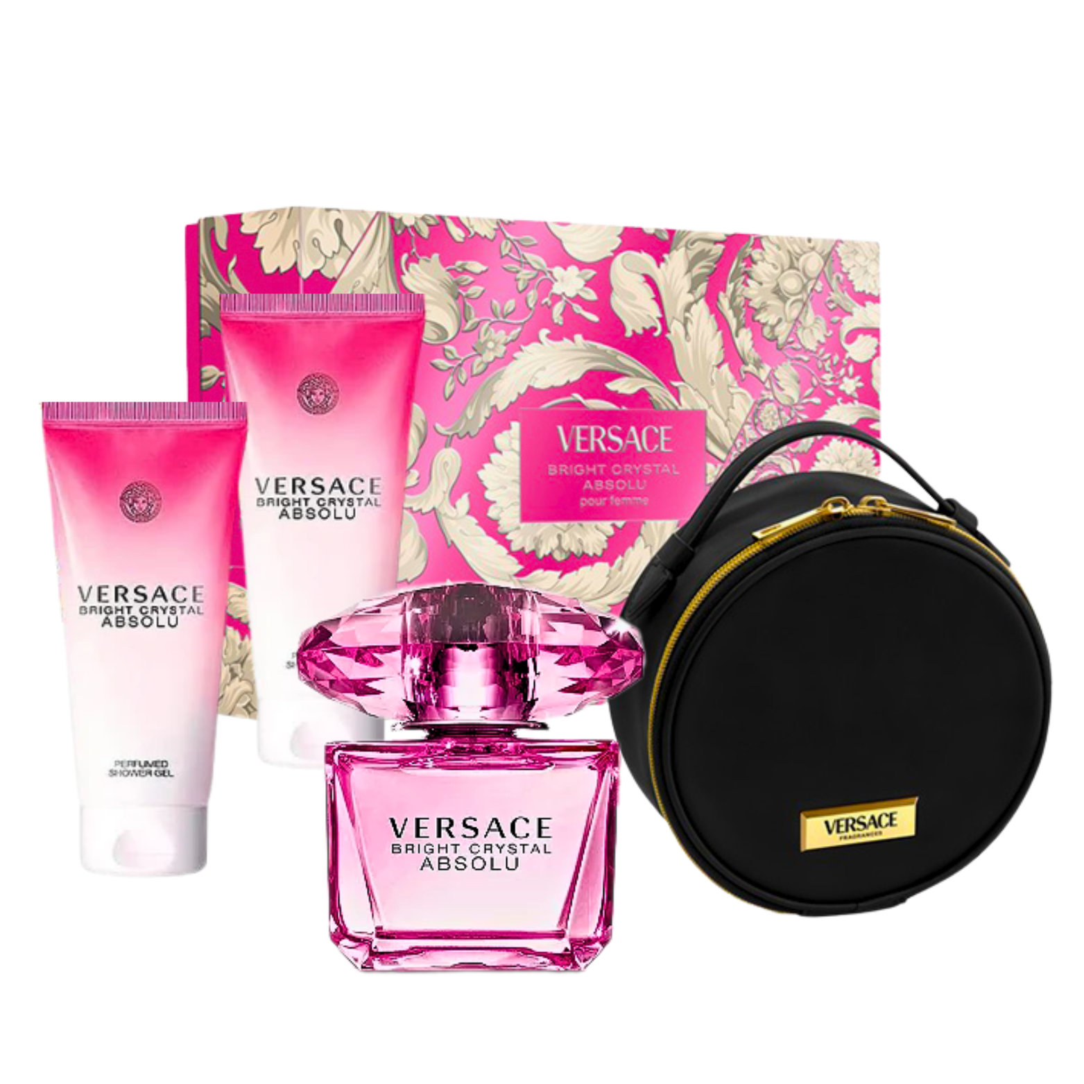 VERSACE BRIGHT CRYSTAL ABSOLU EDP 90ML (ROUND MAKE UP CASE EDITION GIFTSET)