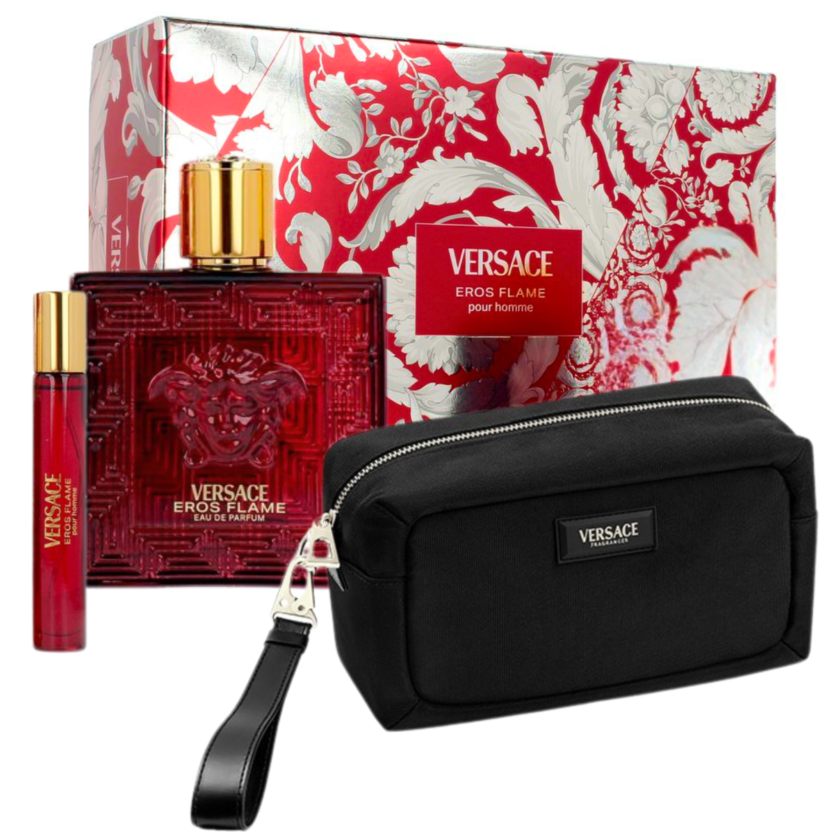 VERSACE EROS FLAME MEN EDP 100ML+10ML+TROUSSE BAG GIFTSET