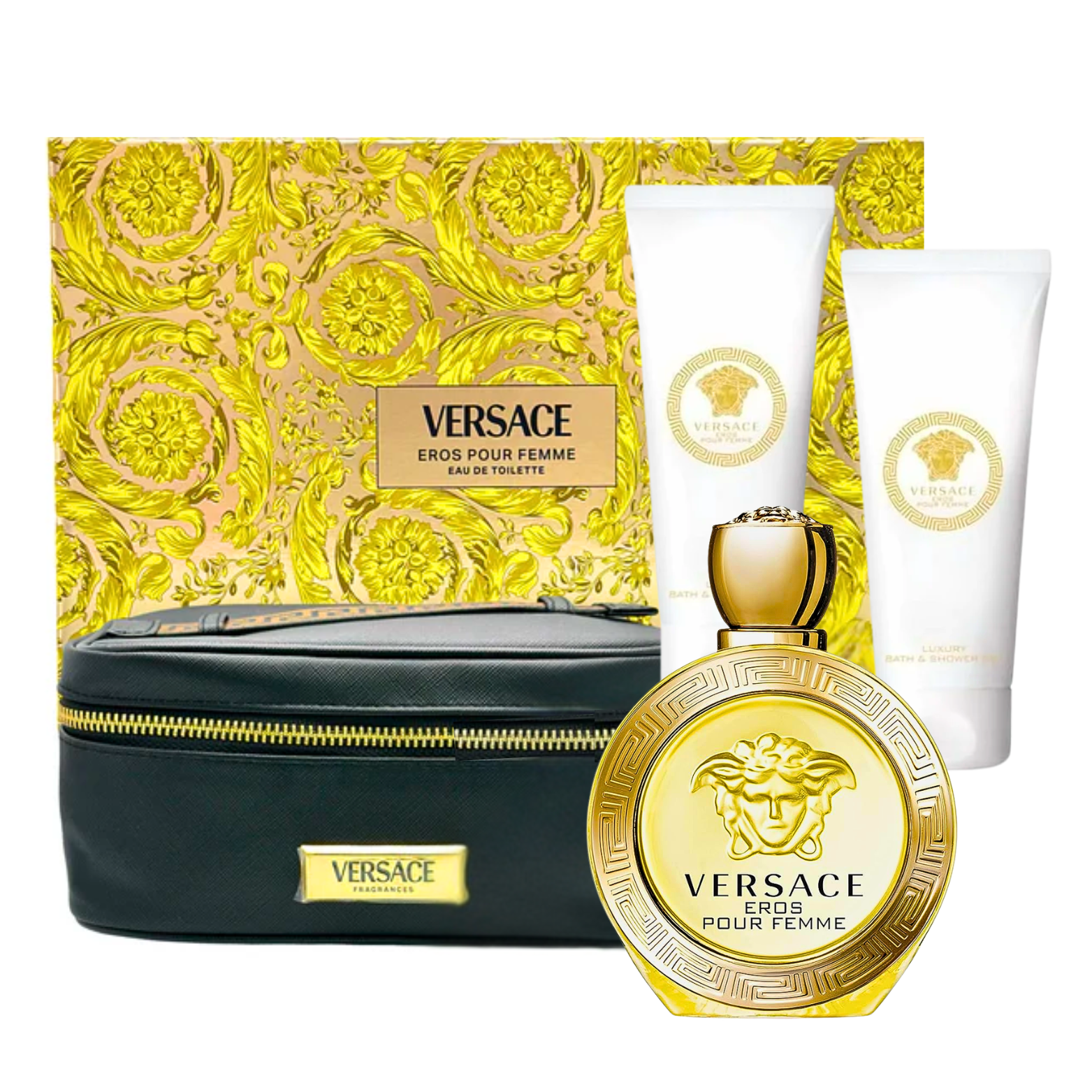 VERSACE EROS POUR FEMME EDT 100ML+LUXURY LOTON 100ML+SHOWER GEL 100ML+BEAUTY CASE GIFTSET