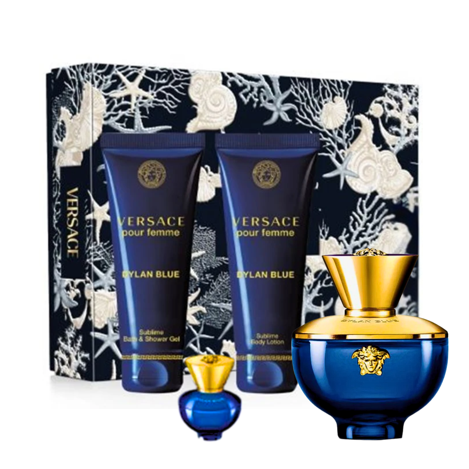 VERSACE DYLAN BLUE POUR FEMME EDP 100ML+5ML+LOTION 100ML+SHOWER GEL 100ML GIFTSET